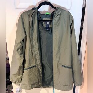 Champion Olive Green Women’s Hooded Water Resistant Lightweight Jacket Size XL
